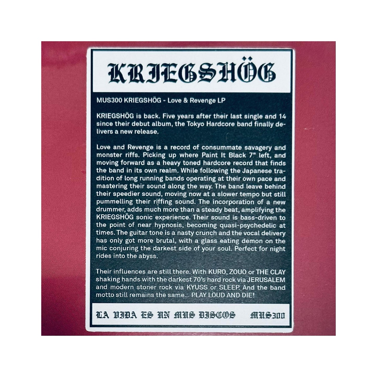 Kriegshog - Love & Revenge LP (black vinyl)