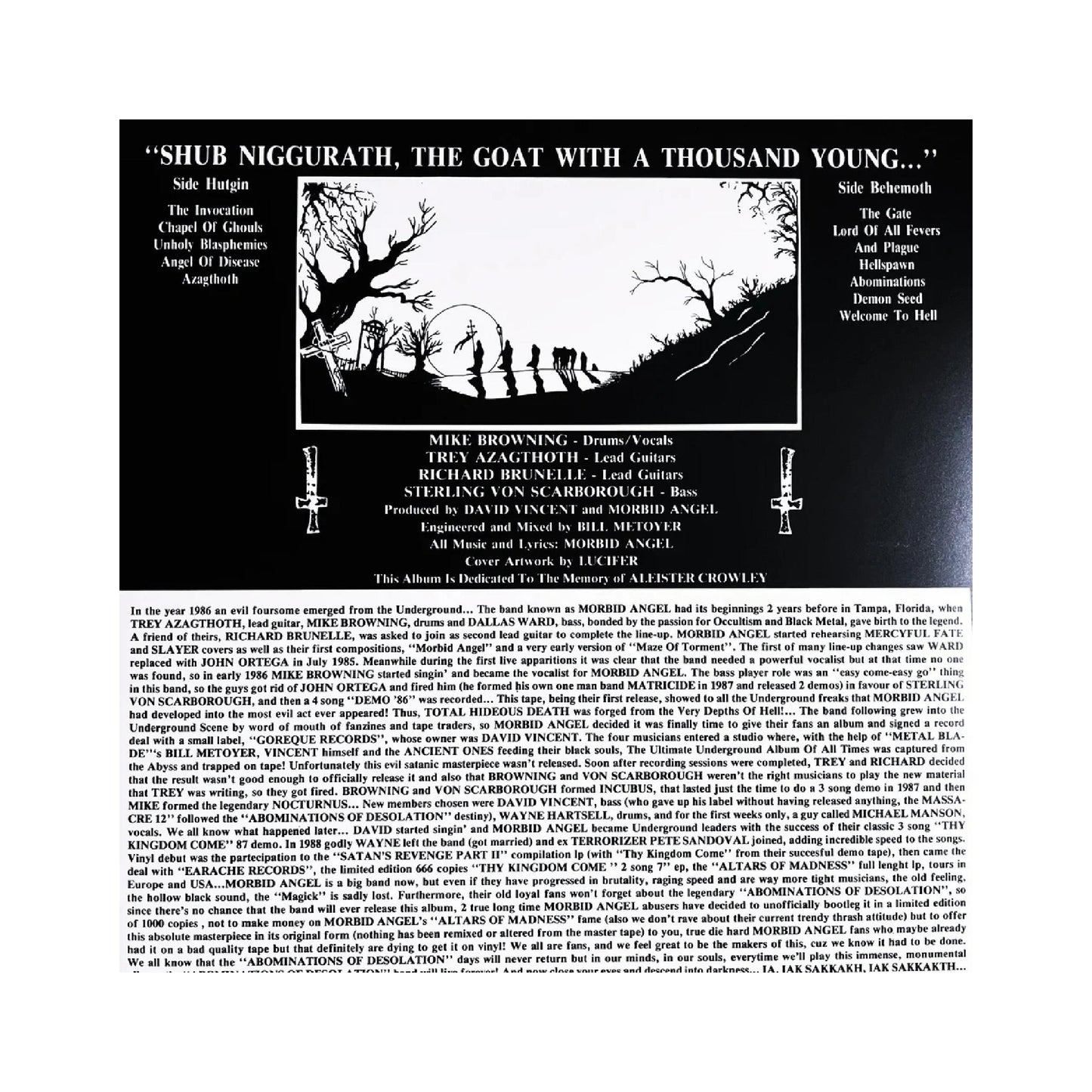 Morbid Angel - Abominations Of Desolation, 1986 Demos LP (black vinyl)
